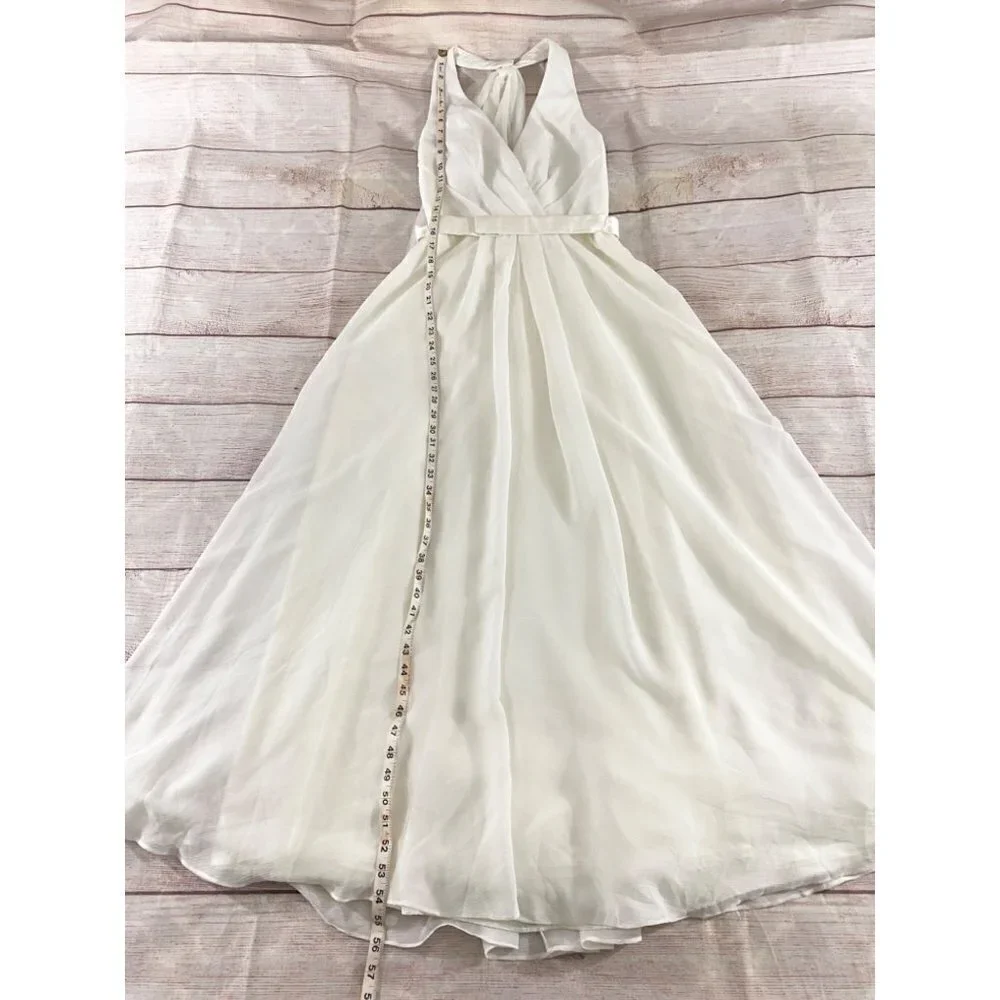 Vera Wang WHITE Women's Ivory Halter Neck Dress With Tulle Bow - 2 - Picture 4 of 15